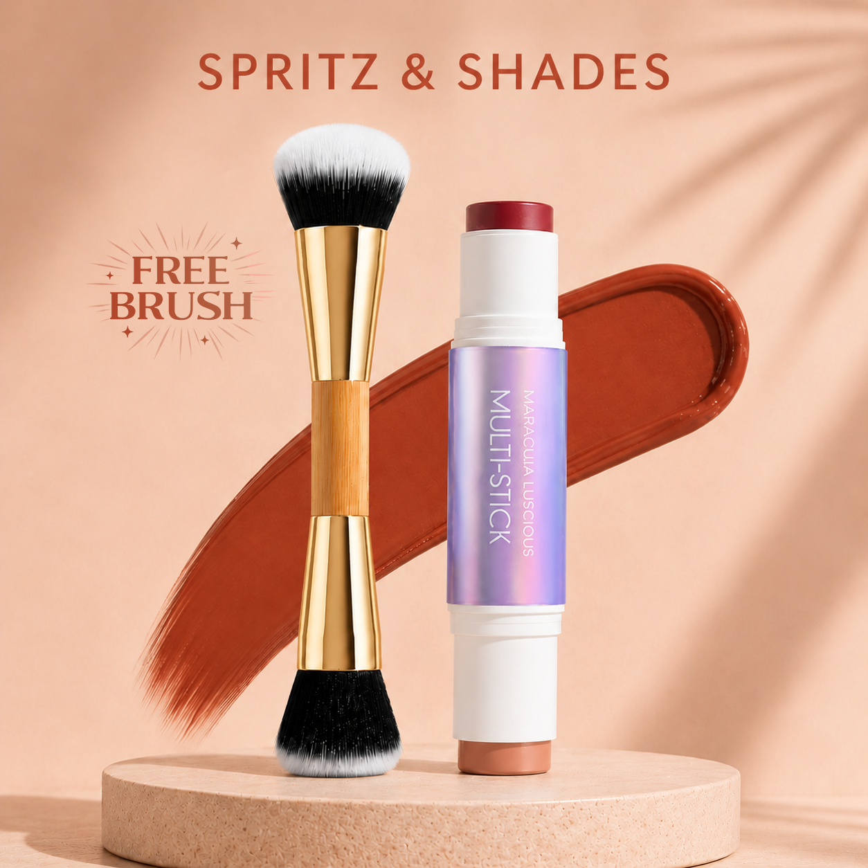 Maracuja Luscious multi-stick + brush - double-ended cream blush & bronzer stick
