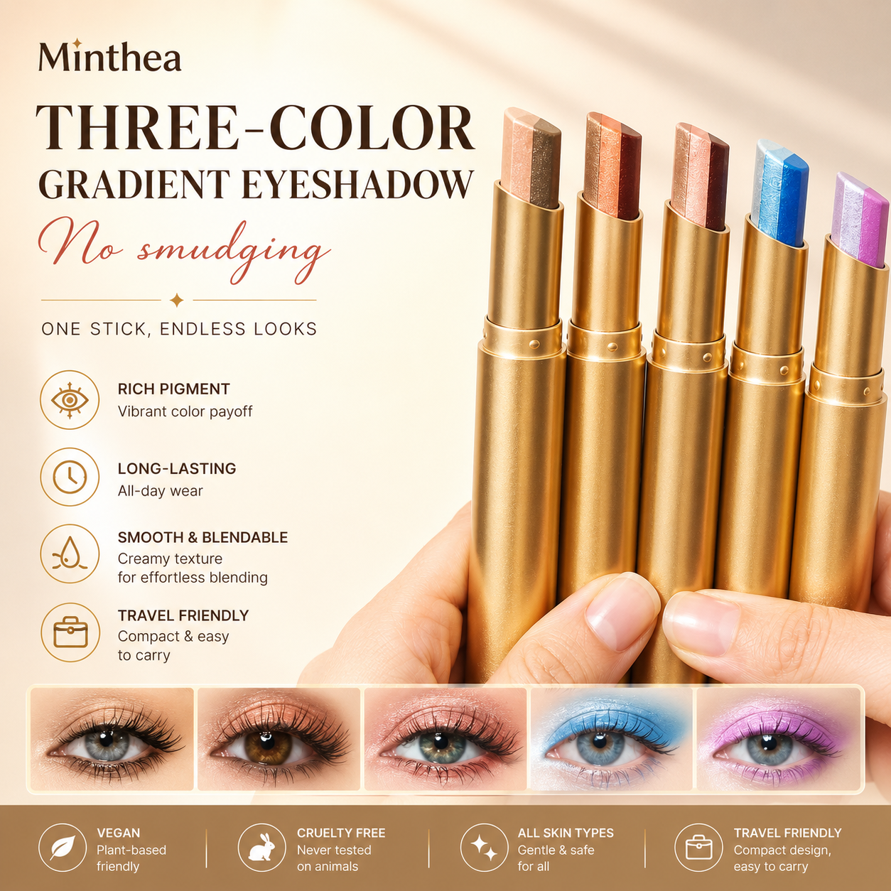 ✨3 Shade Cream Eyeshadow Stick | Smooth & Blendable